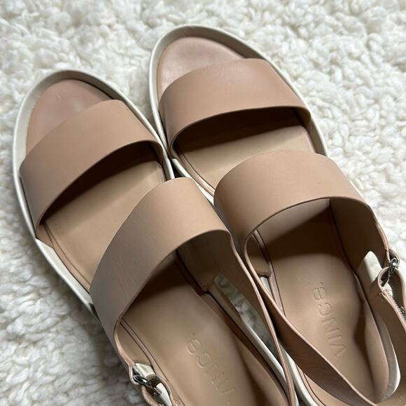 Vince Nude White Platform Thick Strap Sandals Neutral Minimalist Closet Staple - Picture 7 of 11
